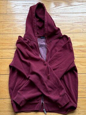 Brandy Melville Christy Burgundy Zip Hoodie